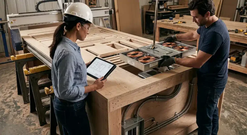 invisible induction cooktop kitchen island